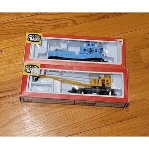 Life Like HO Scale Santa Fe Maintenance Search Light Baltimore Ohio Crane Car